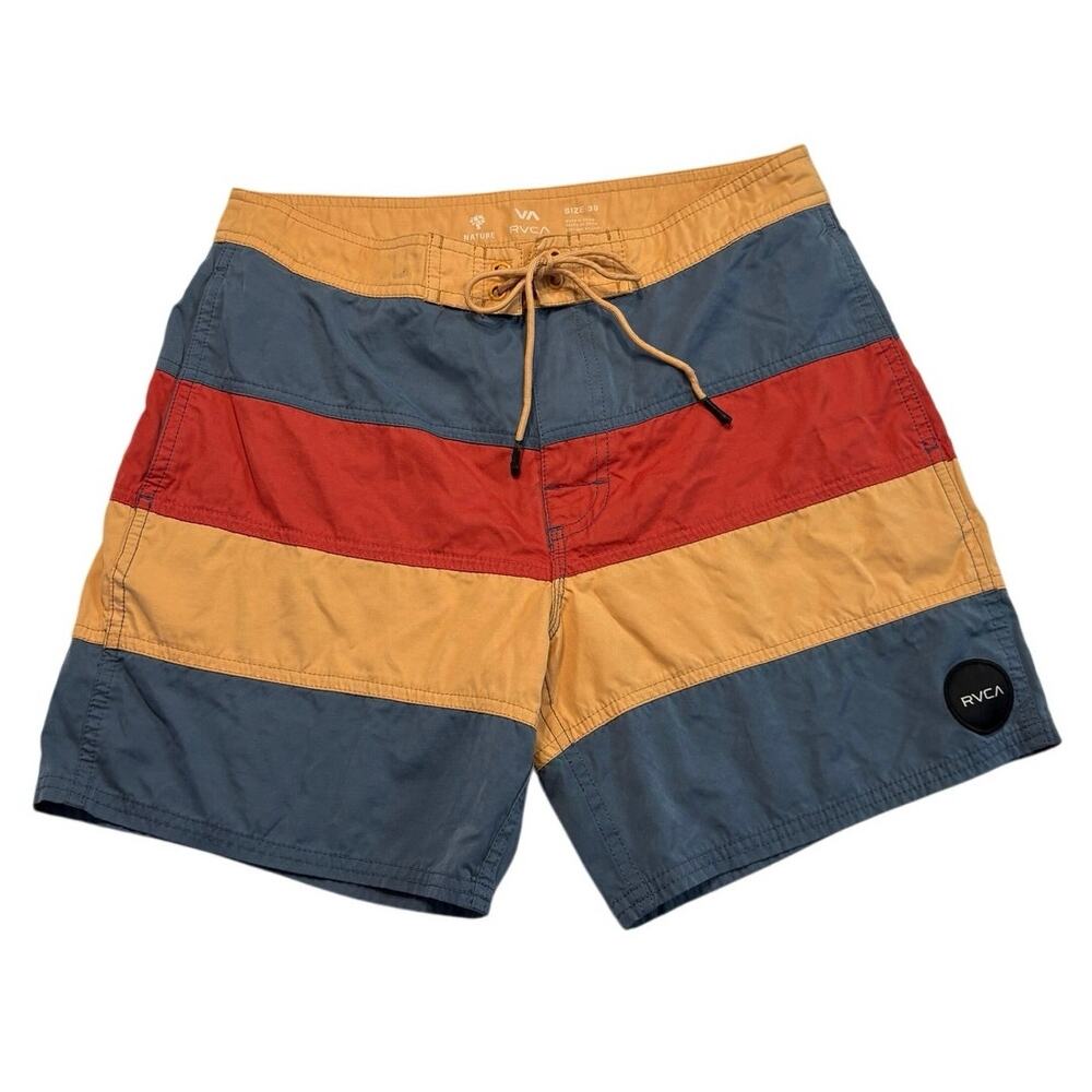 RVCA Nature Boardshorts Red Blue Orange Stripes Mens 30 Beach Summer Outdoor